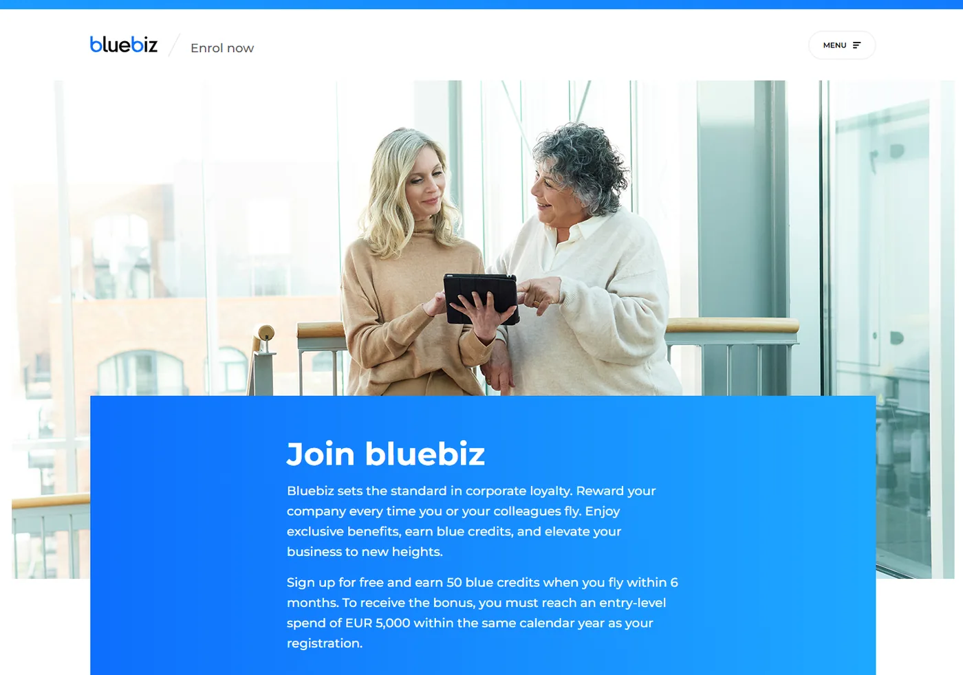 Bluebiz aanmeldpagina: Join bluebiz